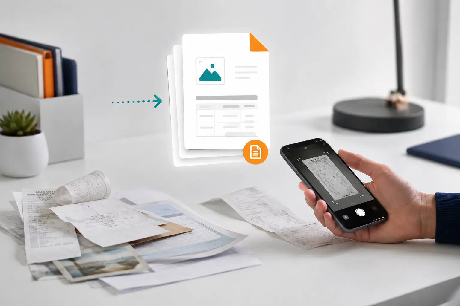 Phone scanning receipts and forms into a clean PDF document